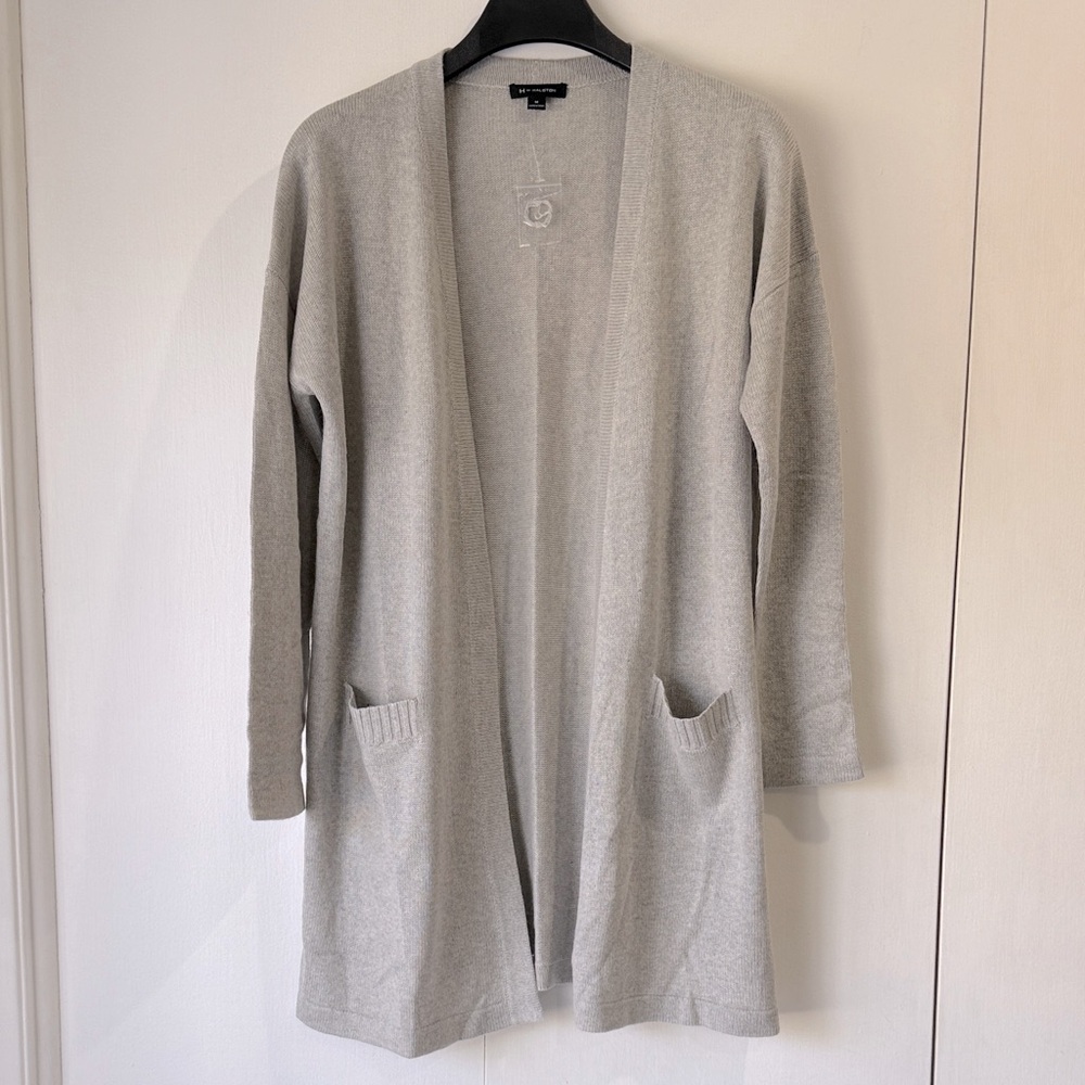 H by Halston Light Gray Cardigan Sz M Silk/Cashmere blend